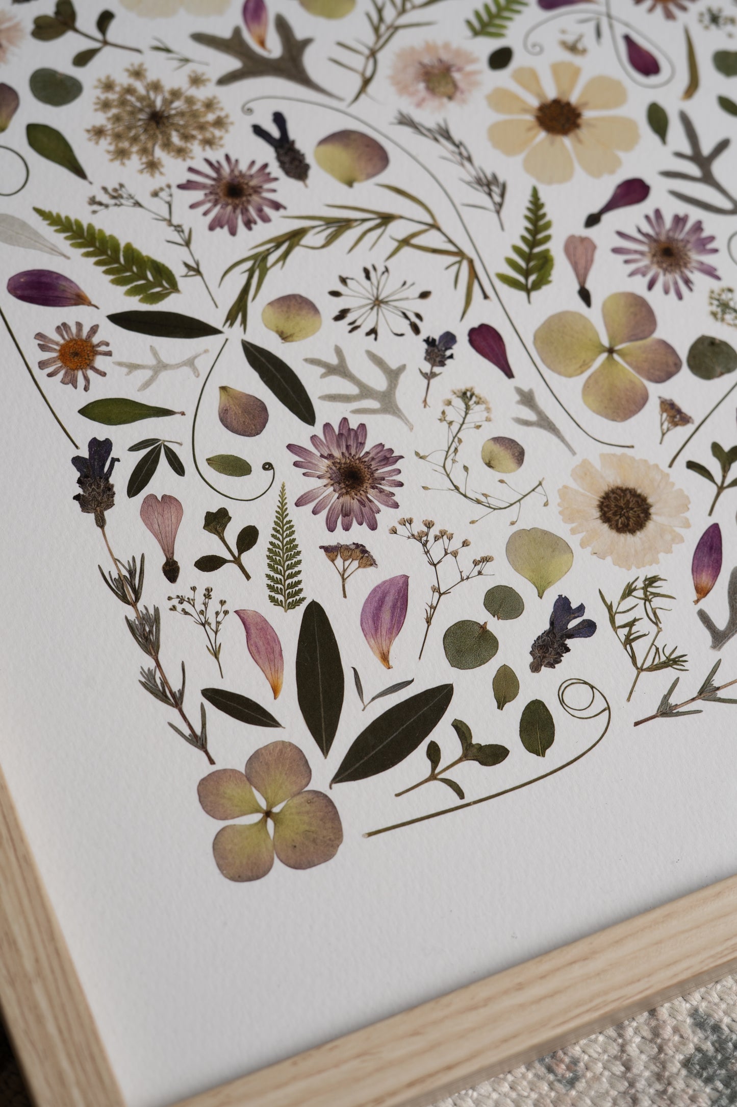 A3 Pressed Flower Print - Pink & Green