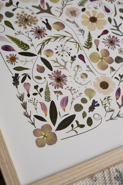 A3 Pressed Flower Print - Pink & Green