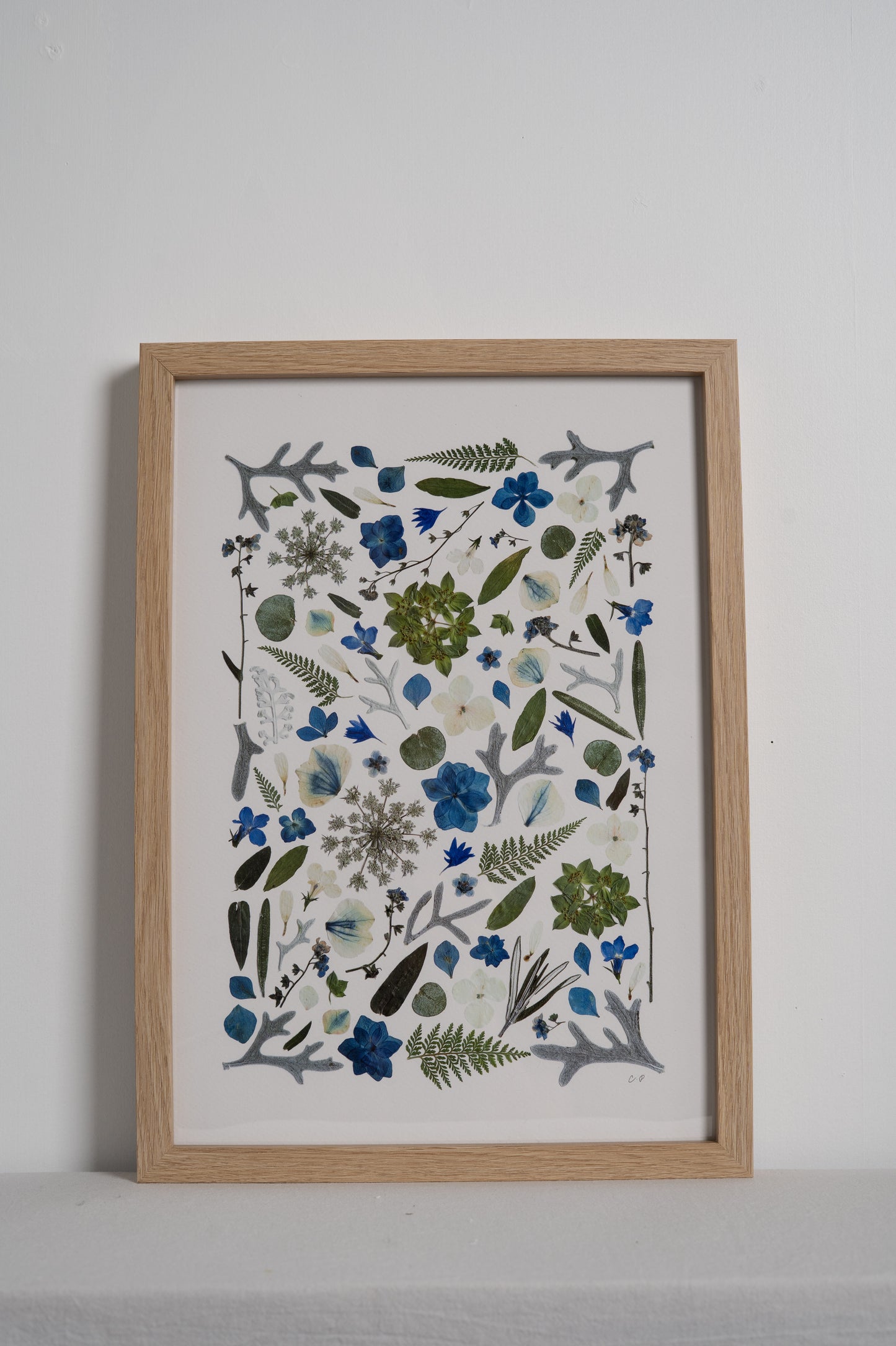A3 Pressed Flower Print - Blue/Green